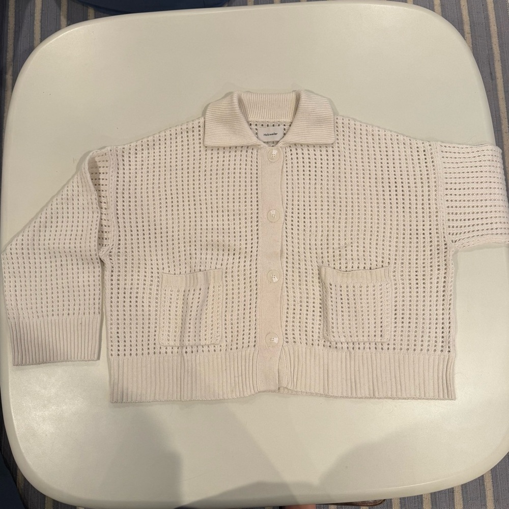Holzweiler Cream Collared Knit Cardigan